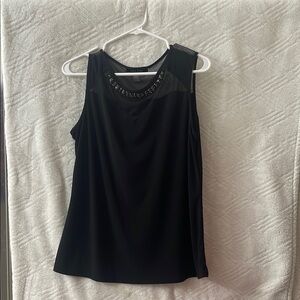 Embellished Black Sleeveless Tank Top